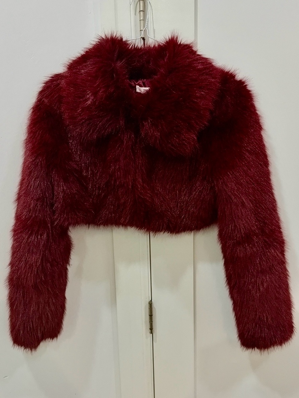 Hot & Delicious Burgundy Faux Fur Cropped Jacket